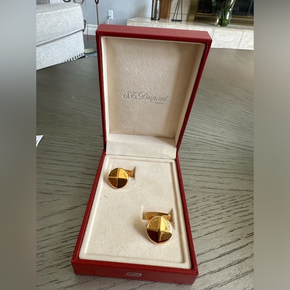 S.T. DUPONT iconic signature style 18k gold cufflinks - Picture 2 of 9